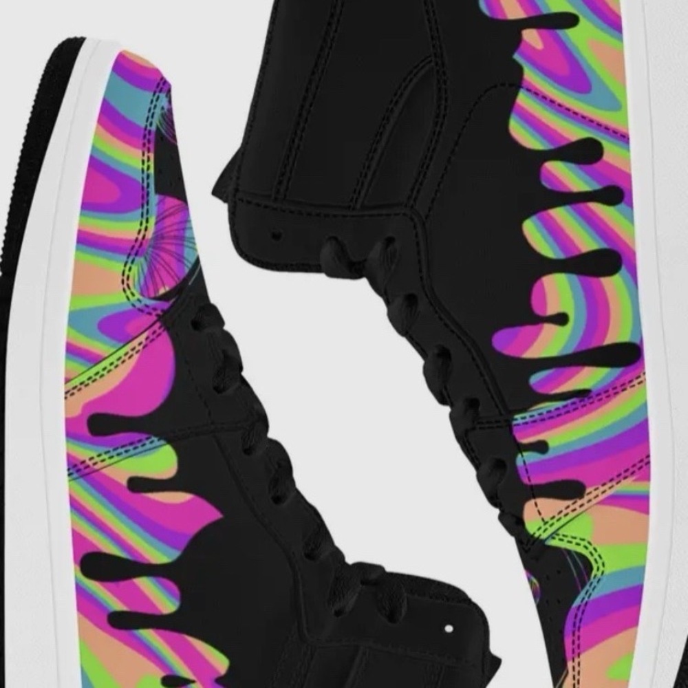 Colorful Wave Pattern High-Top Sneakers